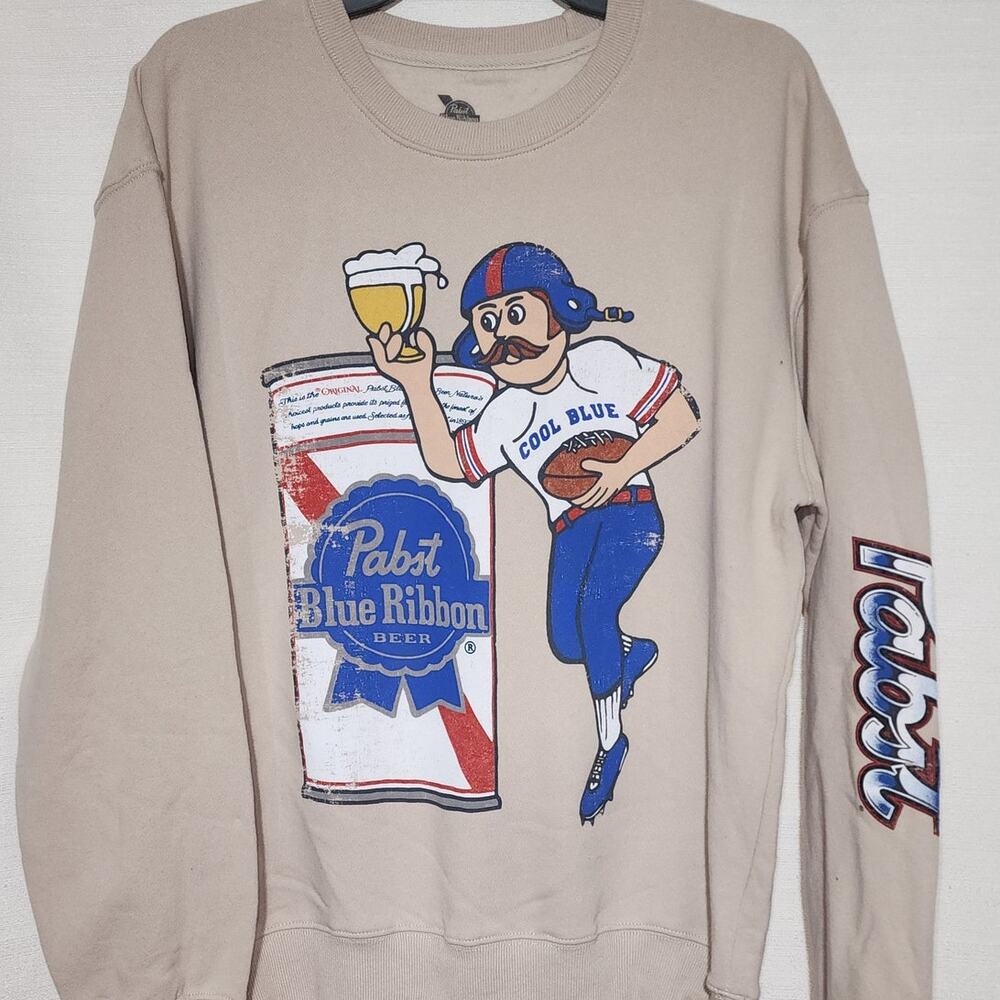 Pabst blue ribbon beer football men's medium sweatshirt-Faded